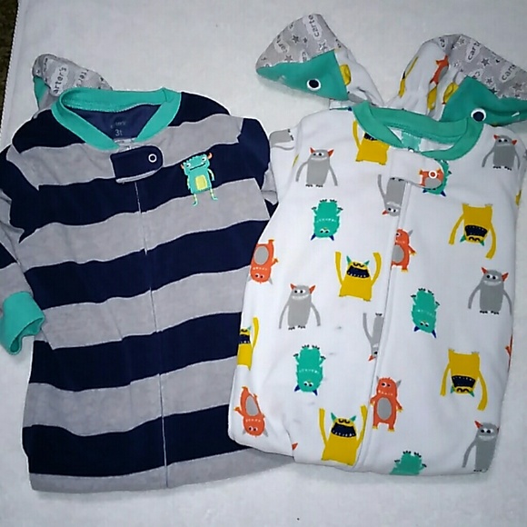 Carter's Other - Set of 2 Footed Pj's MONSTER pajamas size 3T